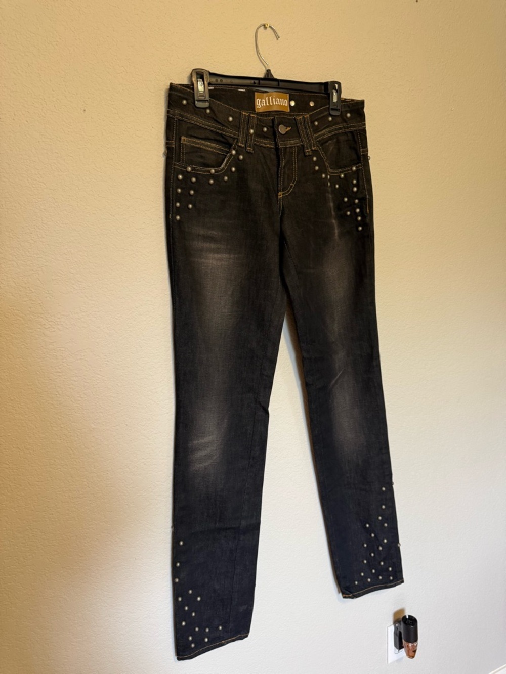 John Galliano | Studded Back-Pocket Skinny Dark Blue Jeans - 30 - Picture 3 of 7
